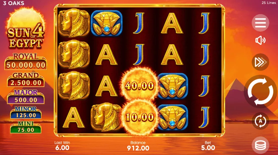 Приклад виграшу у Sun of Egypt 2
