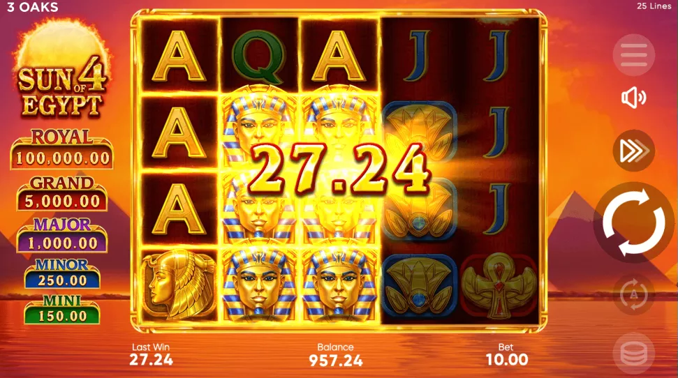 Приклад виграшу у Sun of Egypt 4