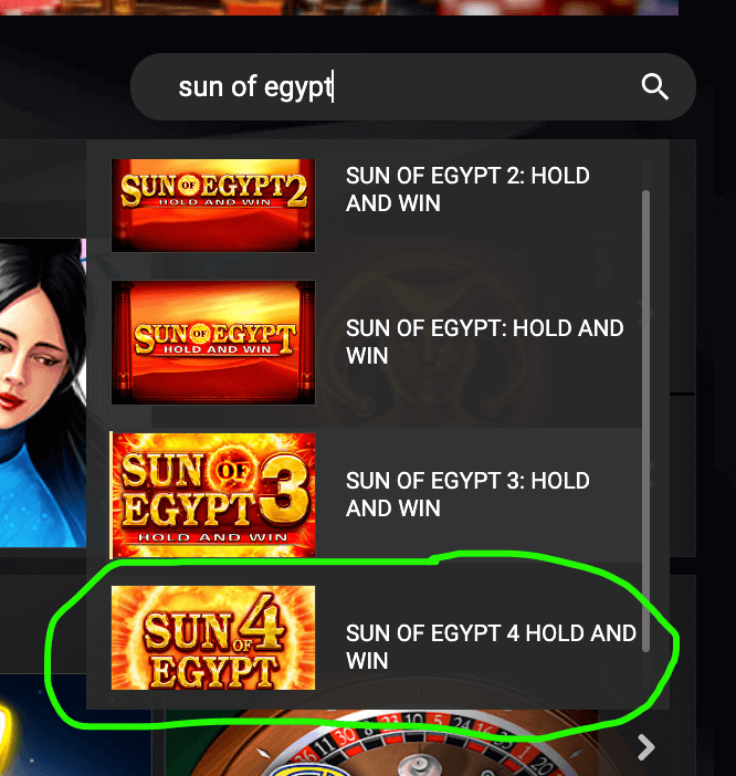 1xslot sun of egypt search